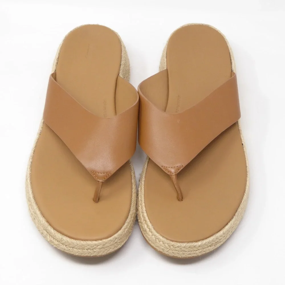 FitFlop Womens F-Mode Leather Espadrille Platform Sandals Tan Brown 11